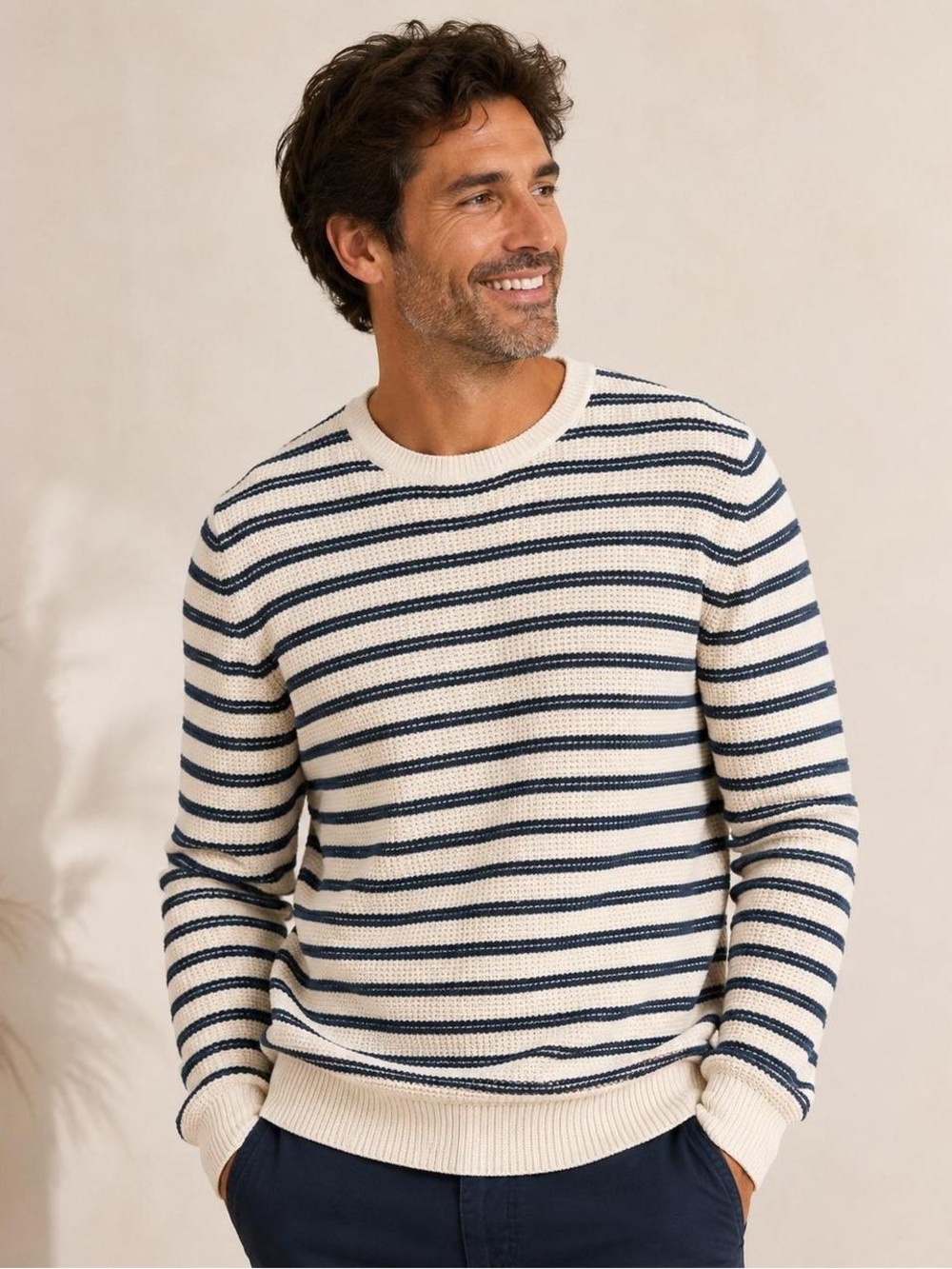 Faherty Organic Cotton Striped Crewneck Sweater